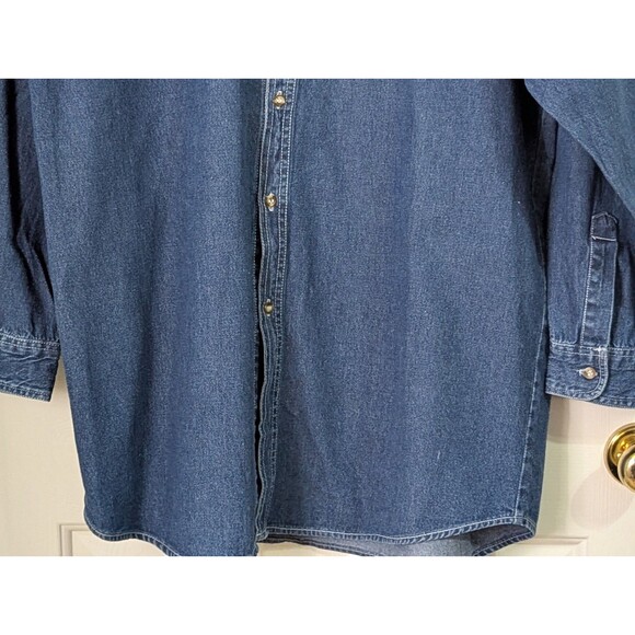 VTG Hard Rock Cafe BEIJING Denim Button Shirt L/S XL 100% Cotton Blue Dark Wash - Picture 3 of 6